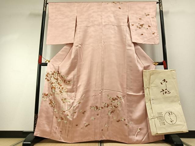 平和屋着物●銀座きしや　訪問着　駒刺繍　草花文　金彩　たとう紙付き　正絹　逸品　AABH0845fy