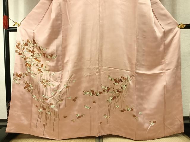 平和屋着物●銀座きしや　訪問着　駒刺繍　草花文　金彩　たとう紙付き　正絹　逸品　AABH0845fy