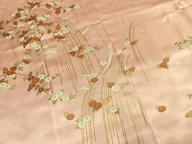 平和屋着物●銀座きしや　訪問着　駒刺繍　草花文　金彩　たとう紙付き　正絹　逸品　AABH0845fy