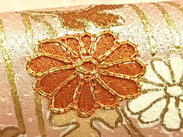 平和屋着物●銀座きしや　訪問着　駒刺繍　草花文　金彩　たとう紙付き　正絹　逸品　AABH0845fy