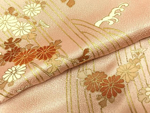 平和屋着物●銀座きしや　訪問着　駒刺繍　草花文　金彩　たとう紙付き　正絹　逸品　AABH0845fy