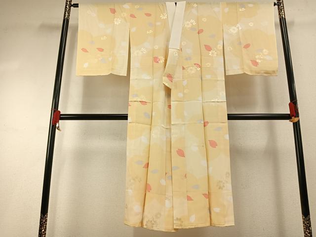 平和屋着物●長襦袢　単衣　舞花文　正絹　逸品　AABH0847fy 平和屋着物○長襦袢 単衣 舞花文 正絹 逸品 AABH0847fy