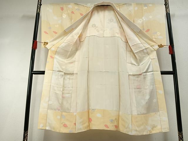 平和屋着物●長襦袢　単衣　舞花文　正絹　逸品　AABH0847fy 平和屋着物○長襦袢 単衣 舞花文 正絹 逸品 AABH0847fy