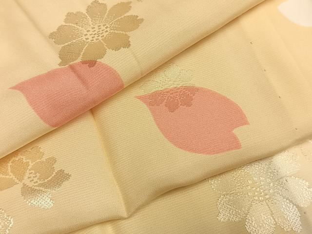 平和屋着物●長襦袢　単衣　舞花文　正絹　逸品　AABH0847fy 平和屋着物○長襦袢 単衣 舞花文 正絹 逸品 AABH0847fy
