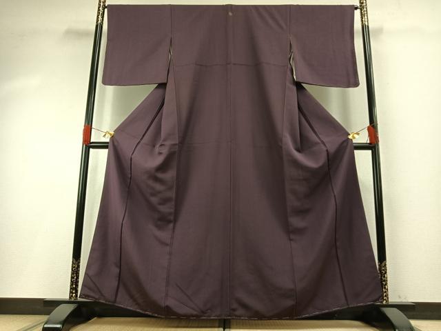 平和屋着物●上質な色無地　葡萄色　正絹　逸品　未使用　AABH0848fy