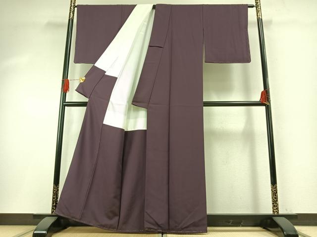 平和屋着物●上質な色無地　葡萄色　正絹　逸品　未使用　AABH0848fy