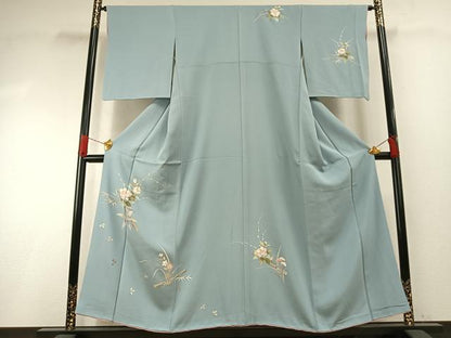 平和屋着物●訪問着　友禅　草花文　金彩　正絹　逸品　AABH0853fy