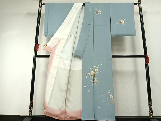 平和屋着物●訪問着　友禅　草花文　金彩　正絹　逸品　AABH0853fy