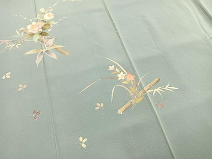 平和屋着物●訪問着　友禅　草花文　金彩　正絹　逸品　AABH0853fy