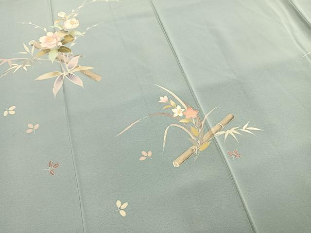 平和屋着物●訪問着　友禅　草花文　金彩　正絹　逸品　AABH0853fy