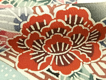 平和屋着物●豪華振袖　型染め　草花文　暈し染め　正絹　逸品　AABH0859fy