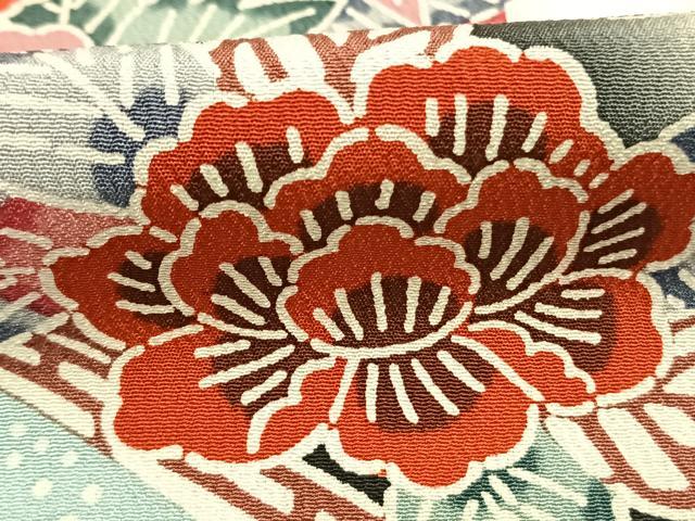 平和屋着物●豪華振袖　型染め　草花文　暈し染め　正絹　逸品　AABH0859fy