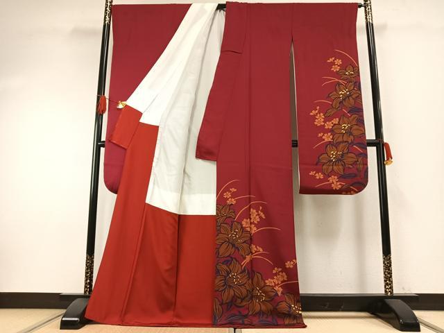 平和屋着物●豪華振袖　草花文　金彩　ロング丈　正絹　逸品　AABH0863fy