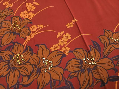平和屋着物●豪華振袖　草花文　金彩　ロング丈　正絹　逸品　AABH0863fy