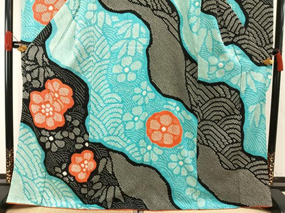 平和屋着物●豪華振袖　総絞り　道長花文　正絹　逸品　AABH0865fy