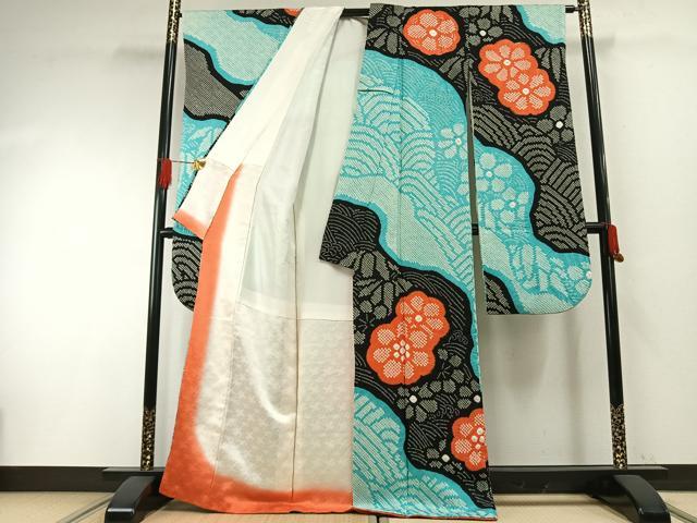 平和屋着物●豪華振袖　総絞り　道長花文　正絹　逸品　AABH0865fy
