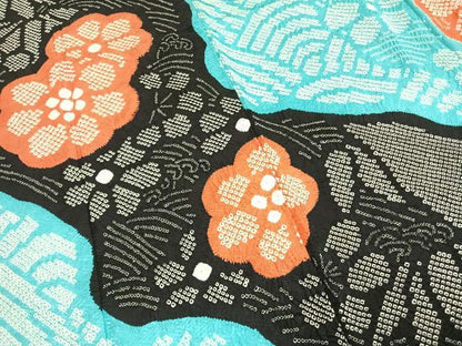 平和屋着物●豪華振袖　総絞り　道長花文　正絹　逸品　AABH0865fy