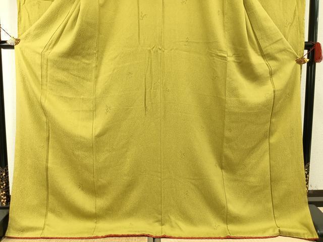 平和屋着物●豪華振袖　草花文　刈安色　ロング丈　正絹　逸品　未使用　AABH0866fy