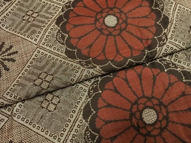 平和屋着物●本場大島紬　龍郷絣　正絹　逸品　AABH0872fy