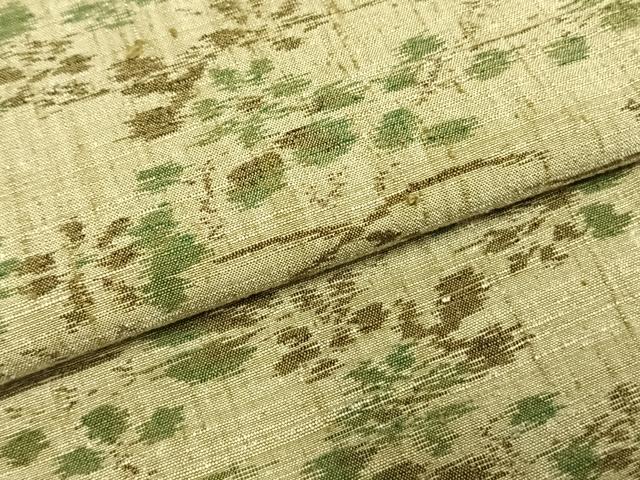 平和屋着物●結城ちぢみ　草花文　正絹　逸品　AABH0876fy