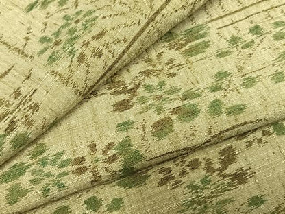 平和屋着物●結城ちぢみ　草花文　正絹　逸品　AABH0876fy
