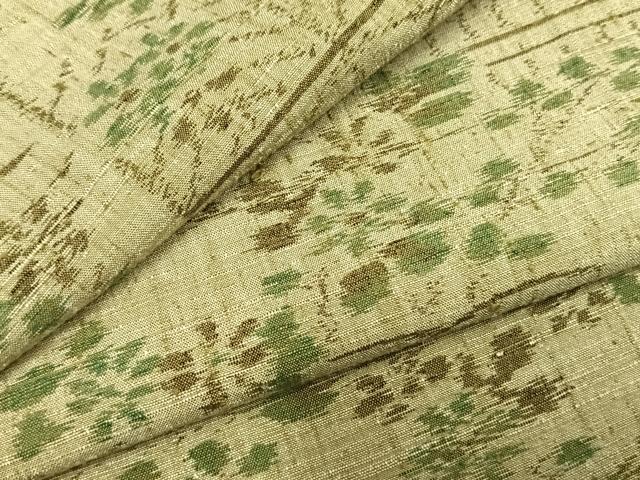 平和屋着物●結城ちぢみ　草花文　正絹　逸品　AABH0876fy