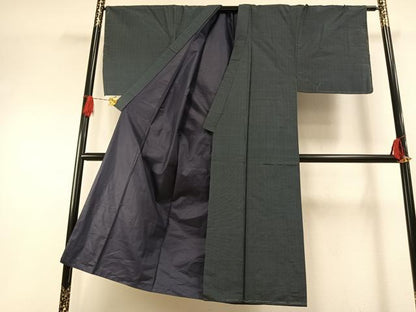 平和屋着物●男性　本場大島紬　アンサンブル　格子　正絹　逸品　AABH0881fy