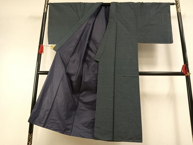 平和屋着物●男性　本場大島紬　アンサンブル　格子　正絹　逸品　AABH0881fy