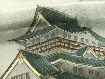 平和屋着物●男性　長襦袢　無双仕立て　手描き　風景人物文　金彩　正絹　逸品　AABH0885fy