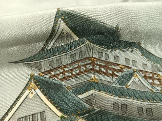 平和屋着物●男性　長襦袢　無双仕立て　手描き　風景人物文　金彩　正絹　逸品　AABH0885fy
