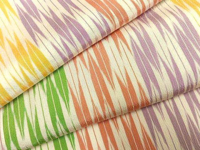 平和屋着物●お召　矢羽根間道　正絹　逸品　未使用　AABH0887fy