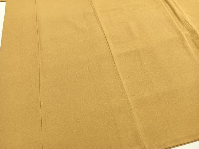 平和屋着物●上質な色無地　黄朽葉色　正絹　逸品　AABH0888fy