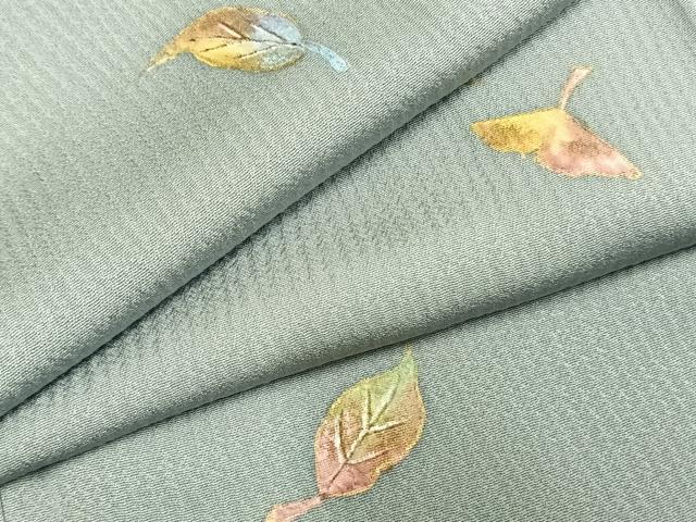 平和屋着物●上質な小紋　舞葉文　金彩　丹後ちりめん　反端付き　正絹　逸品　AABH0892fy