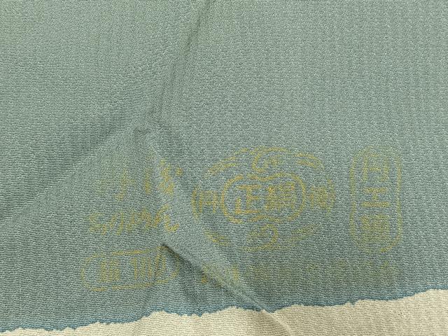 平和屋着物●上質な小紋　舞葉文　金彩　丹後ちりめん　反端付き　正絹　逸品　AABH0892fy 平和屋着物○上質な小紋 舞葉文 金彩 丹後ちりめん 反端付き