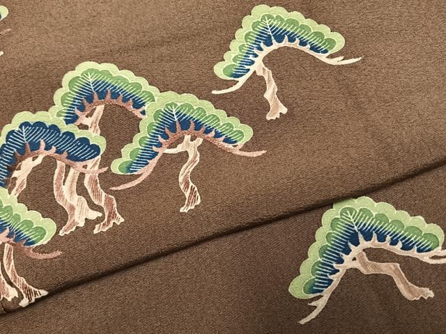 平和屋着物●訪問着　友禅　刺繍　枝松文　小大丸　たとう紙付き　正絹　逸品　AABH0894fy