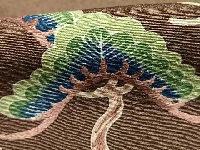 平和屋着物●訪問着　友禅　刺繍　枝松文　小大丸　たとう紙付き　正絹　逸品　AABH0894fy