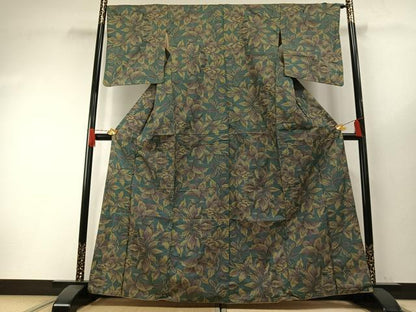平和屋着物●本場大島紬　一元絣　舞葉文　正絹　逸品　AABH0895fy