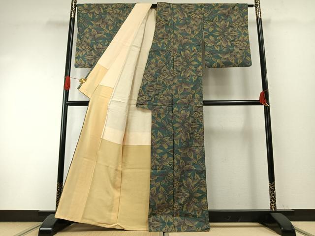 平和屋着物●本場大島紬　一元絣　舞葉文　正絹　逸品　AABH0895fy