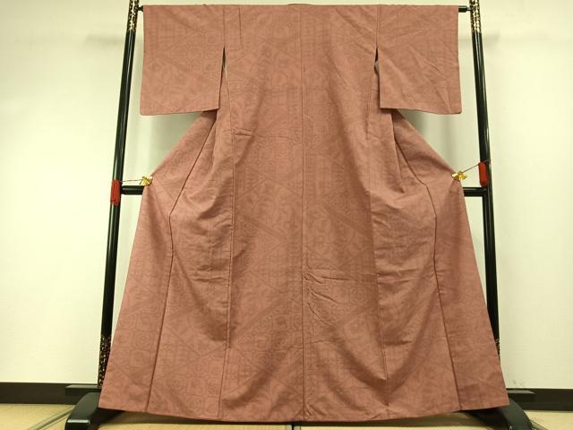 平和屋着物●結城紬　80亀甲　檜垣花文　正絹　逸品　AABH0901fy 平和屋着物○結城紬 80亀甲 檜垣花文 正絹 逸品 AABH0901fy