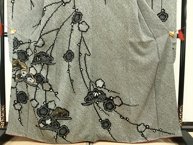 平和屋着物●豪華振袖　総絞り　駒刺繍　松竹梅　金彩　正絹　逸品　AABH0903fy