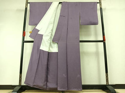 平和屋着物●上質な色無地　宝尽くし地紋　浅紫色　正絹　逸品　AABH0906fy