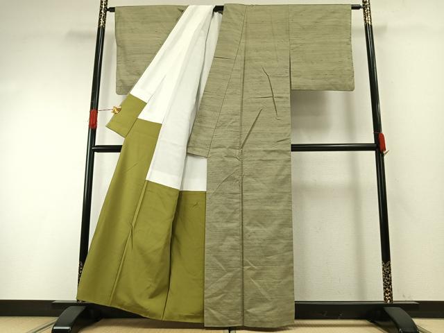 平和屋着物●上質な紬　霞文　正絹　逸品　AABH0909fy