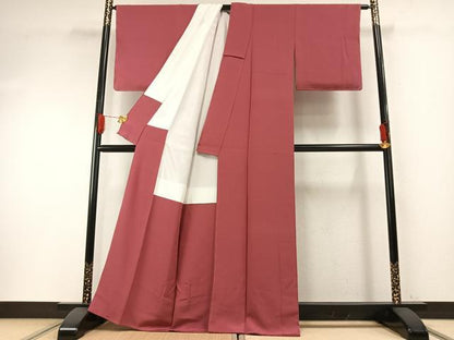 平和屋着物●上質な色無地　今様色　正絹　逸品　未使用　AABH0911fy