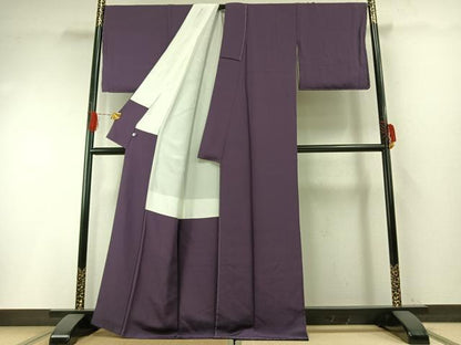 平和屋着物●上質な色無地　深紫色　正絹　逸品　未使用　AABH0912fy