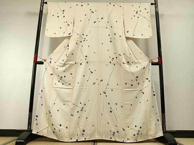 平和屋着物●上質な小紋　枝花文　正絹　逸品　AABH0917fy