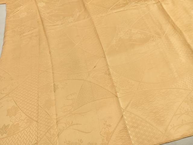 平和屋着物○上質な色無地 切嵌花地紋 蜂蜜色 大丸扱い