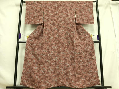 平和屋着物■上質な小紋 楓づくし 鬼しぼ縮緬 正絹 逸品 AABH0931oa