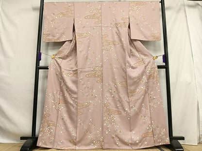 平和屋着物■上質な小紋 枝桜文 金彩 正絹 逸品 AABH0932oa