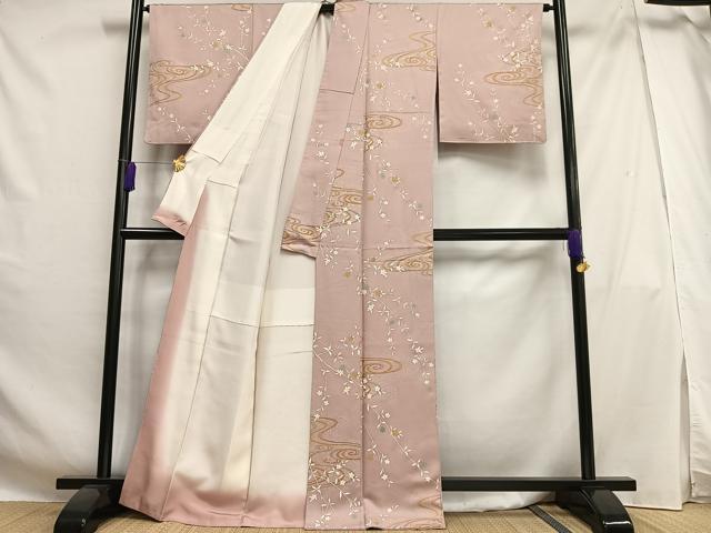 平和屋着物■上質な小紋 枝桜文 金彩 正絹 逸品 AABH0932oa