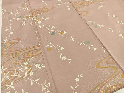 平和屋着物■上質な小紋 枝桜文 金彩 正絹 逸品 AABH0932oa